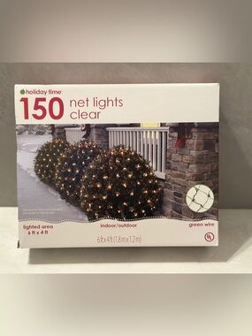 Holiday Time Clear Net Lights 6 FT X 4 FT Green Wire Holiday Christmas Open Box